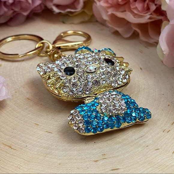 Hello Kitty with Blue Crystal Dress & Bow Keychain Charm - Picture 8 of 13